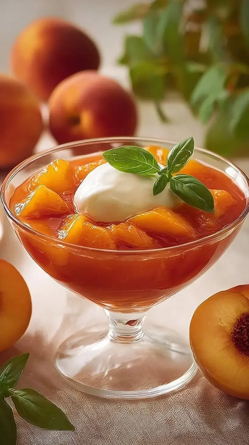 Soupe de pêches avec verveine et framboises, un dessert estival rafraîchissant