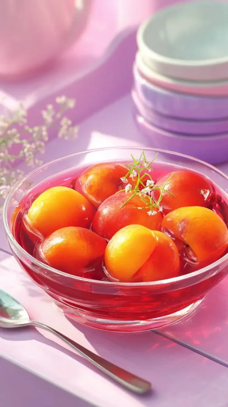 Soupe de pêches au romarin servie dans un bol