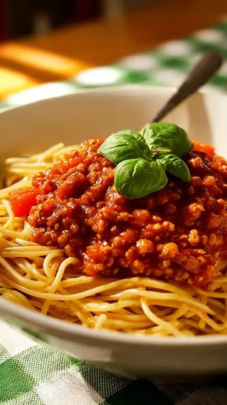 Spaghettis complets légers au caviar de tomate dans une assiette colorée