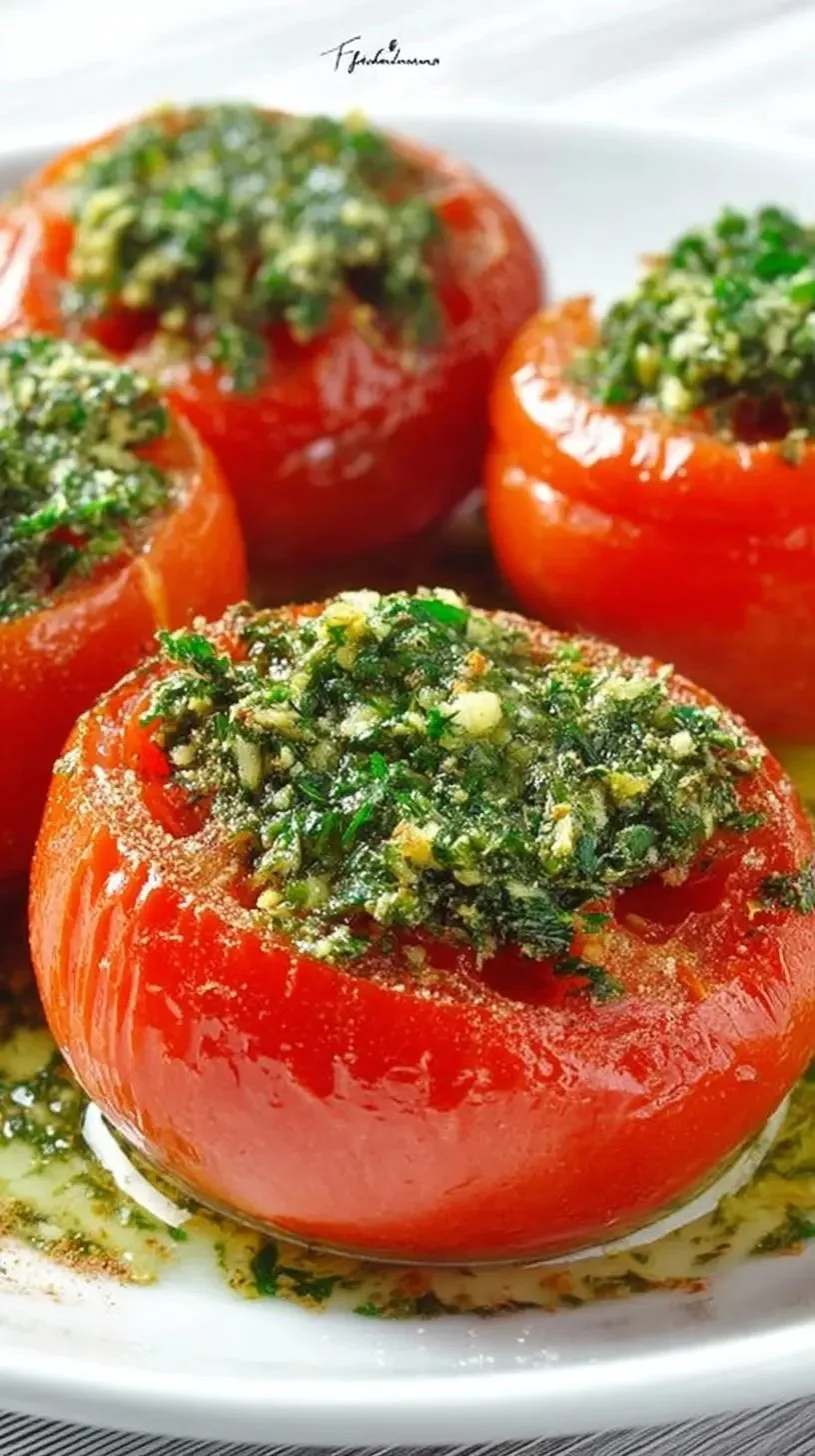 Tomates à la provençale traditionnelles garnies d'herbes et d'ail