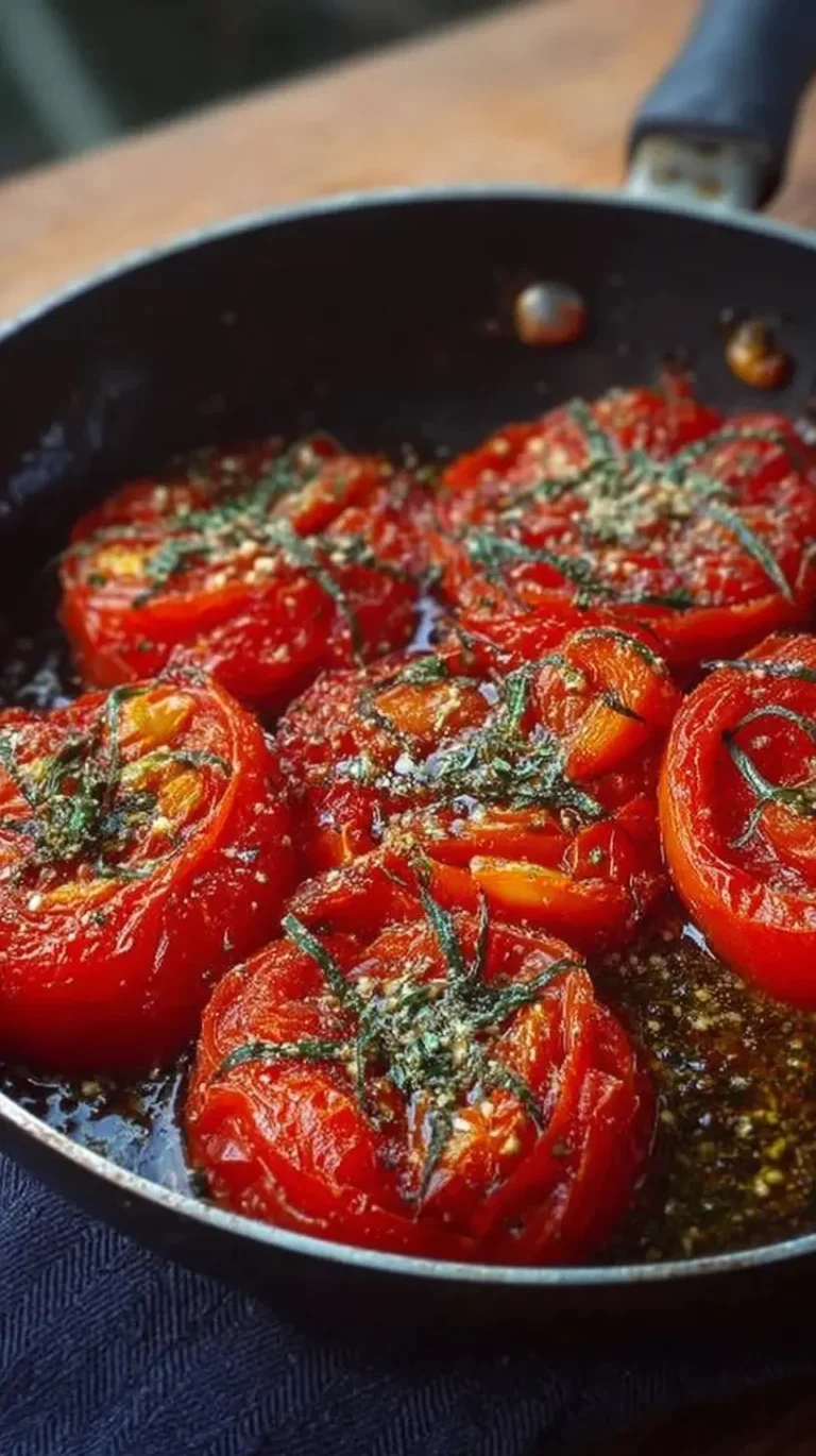 Tomates provençales à la poêle garnies d'herbes aromatiques et d'huile d'olive