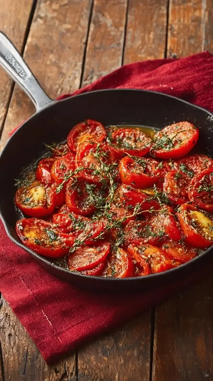 Tomates provençales à la poêle, presque confites, prêtes à déguster
