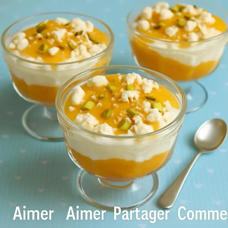 Trifle aux pêches composé de couches de fruits et de crème onctueuse