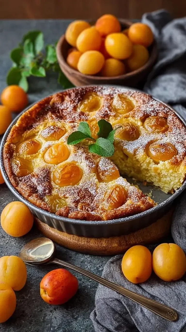 Clafoutis aux mirabelles, un dessert traditionnel français sucré et fruité.