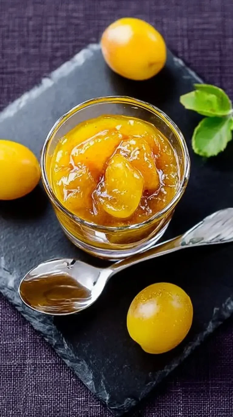 Compote de mirabelles maison dans un bol en céramique