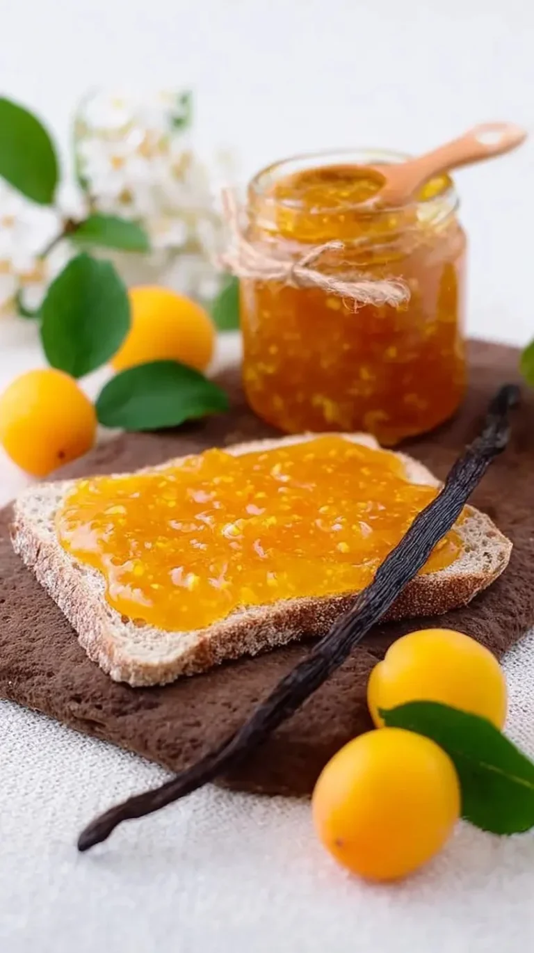 Bocal de confiture de mirabelles à la vanille fait maison