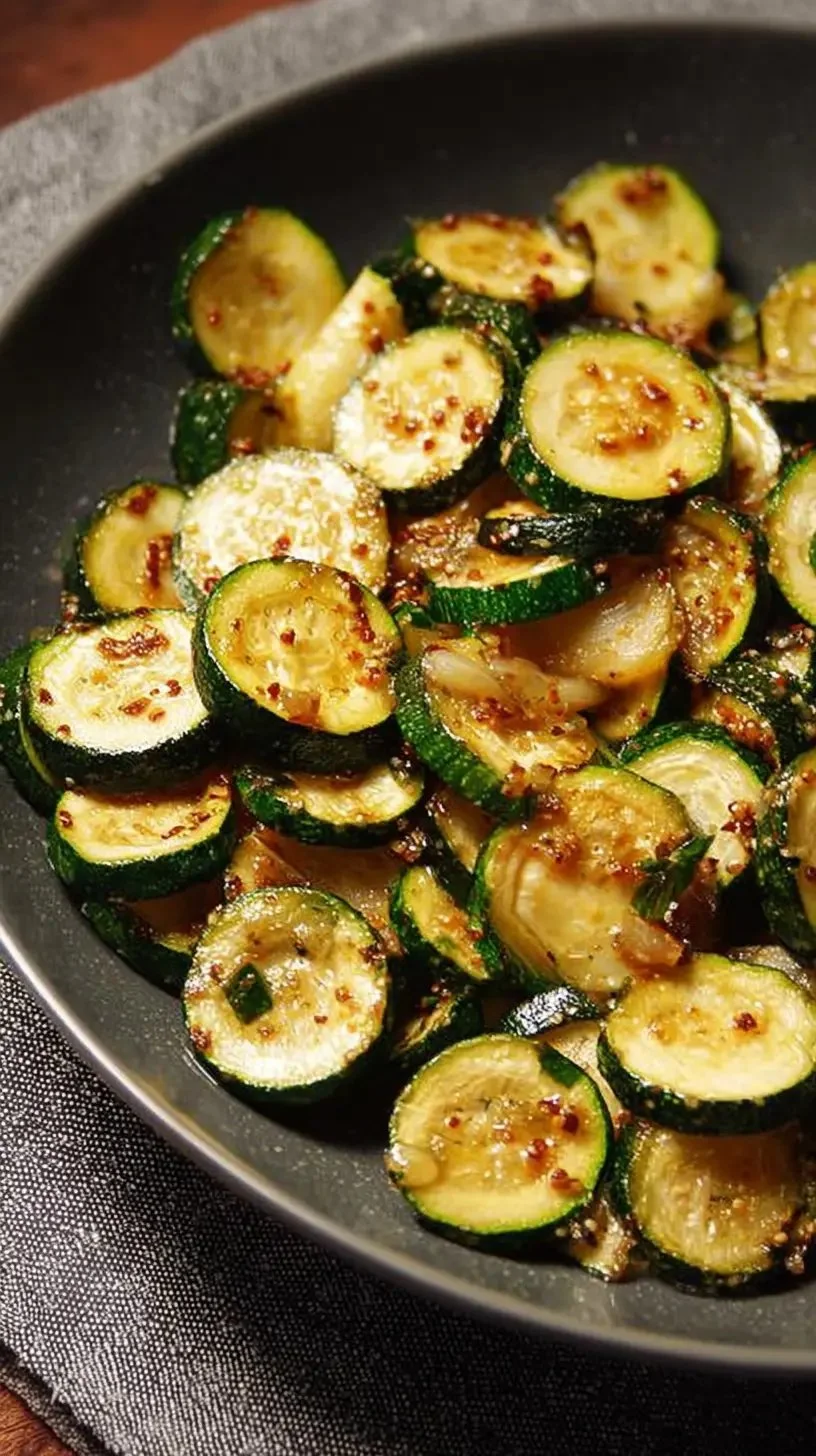 Plat de courgettes sautées à la poêle, préparation colorée et appétissante.