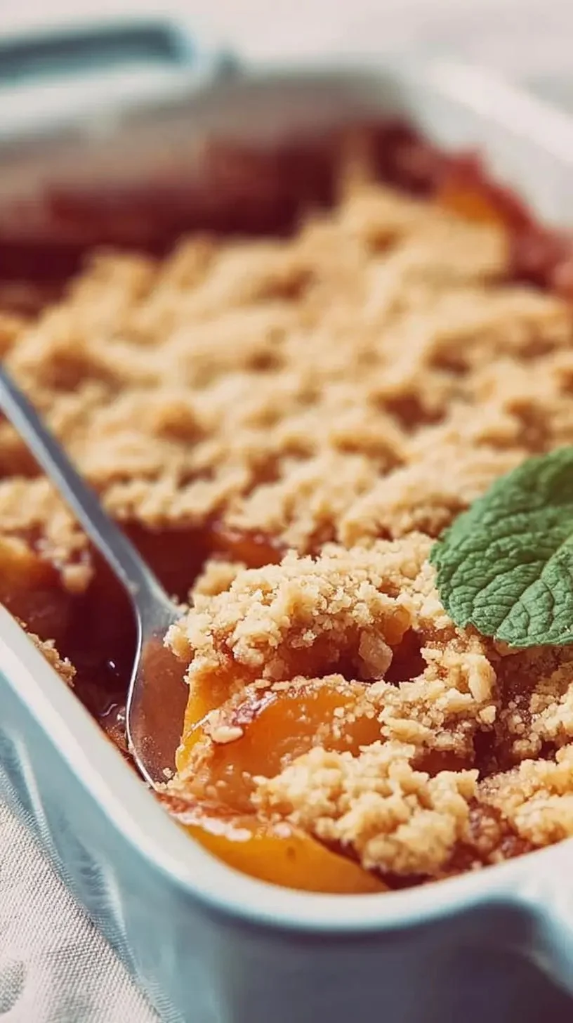 Un délicieux crumble aux mirabelles tout juste sorti du four.