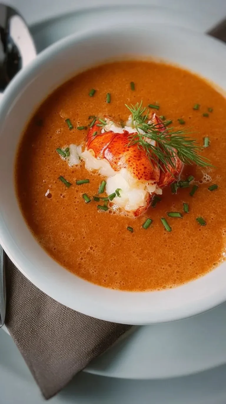 Entrée chaude à la bisque de homard garnie de crustacés