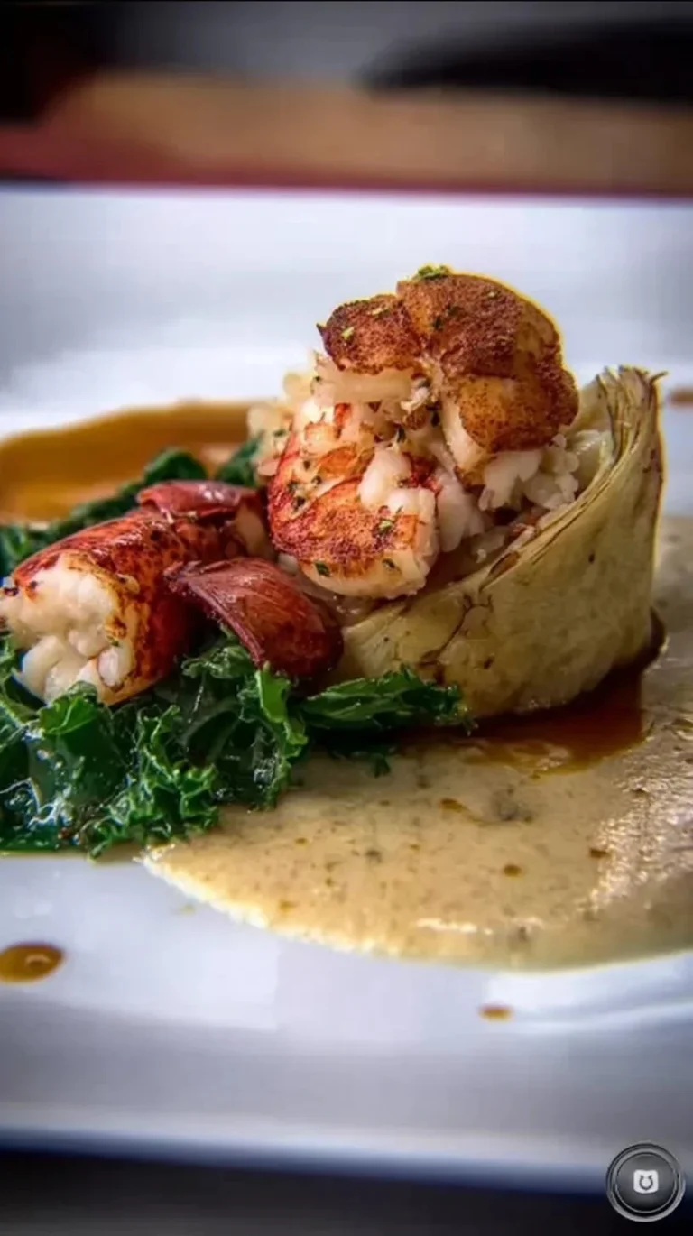 Koulibiac garni de foie gras et homard, plat élégant et gourmand