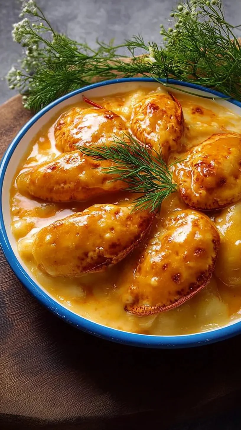 Gratin de quenelles à la bisque de homard, un plat délicieux et élégant.