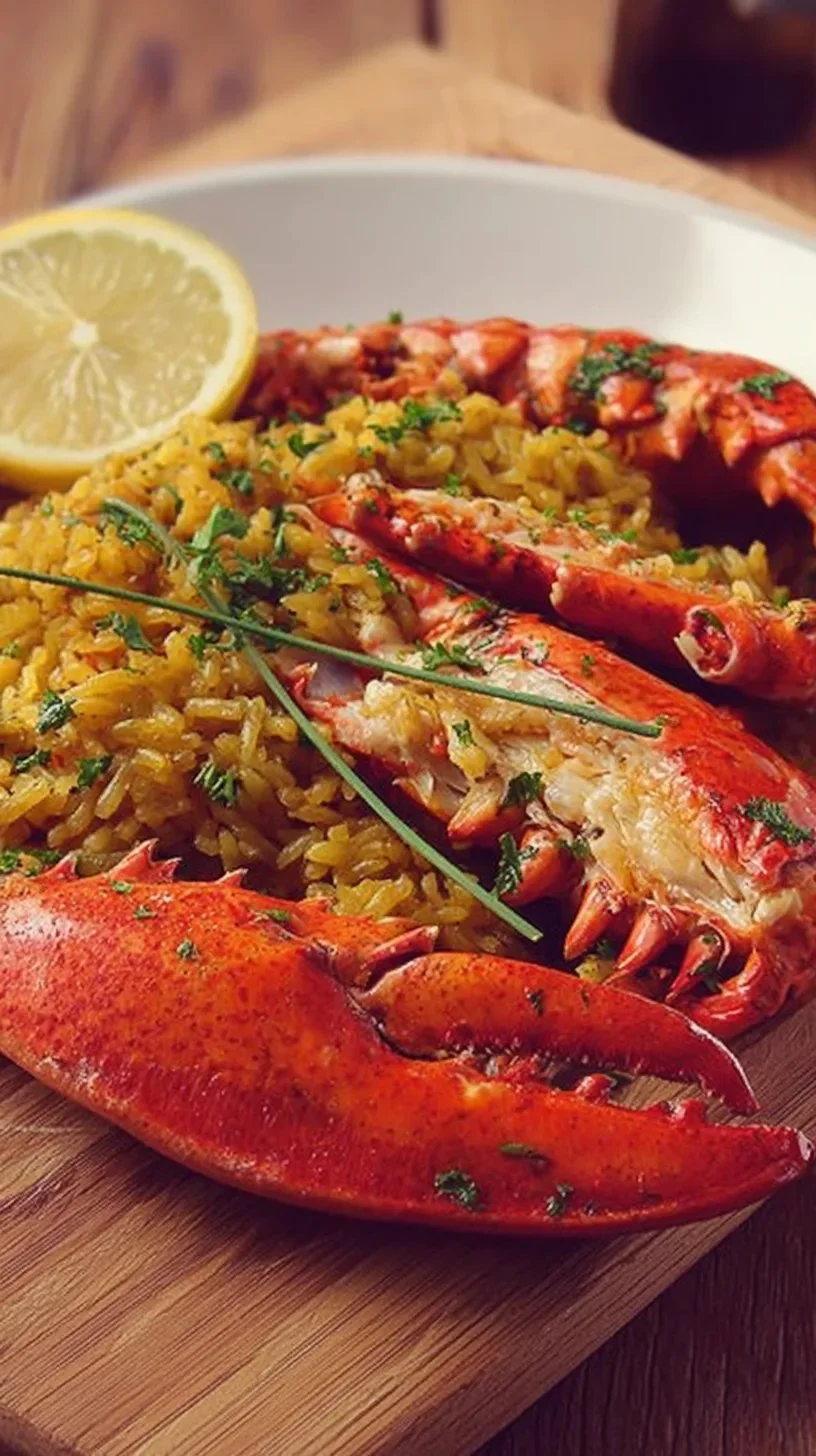 Homard breton grillé servi avec une garniture délicieuse
