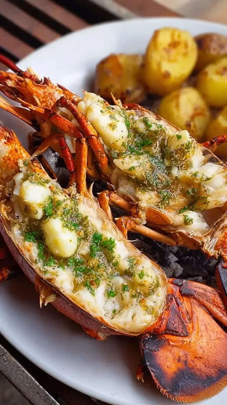 Homards au beurre à l'ail préparés sur barbecue, plats savoureux d'été.