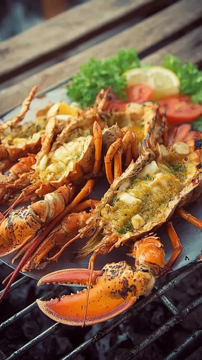 Homards grillés au calvados prêts à servir avec garnitures