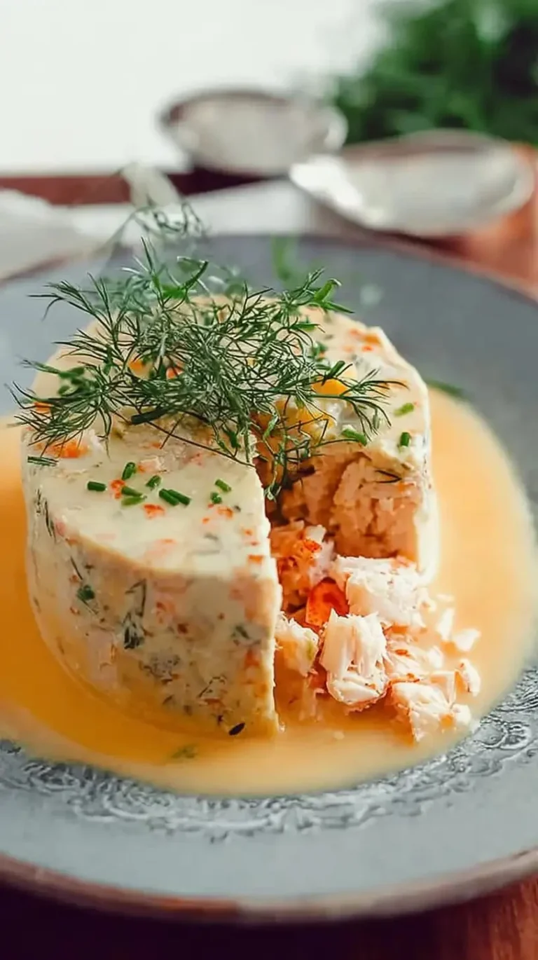 Mousseline de poisson servie avec bisque de homard dans une assiette élégante.