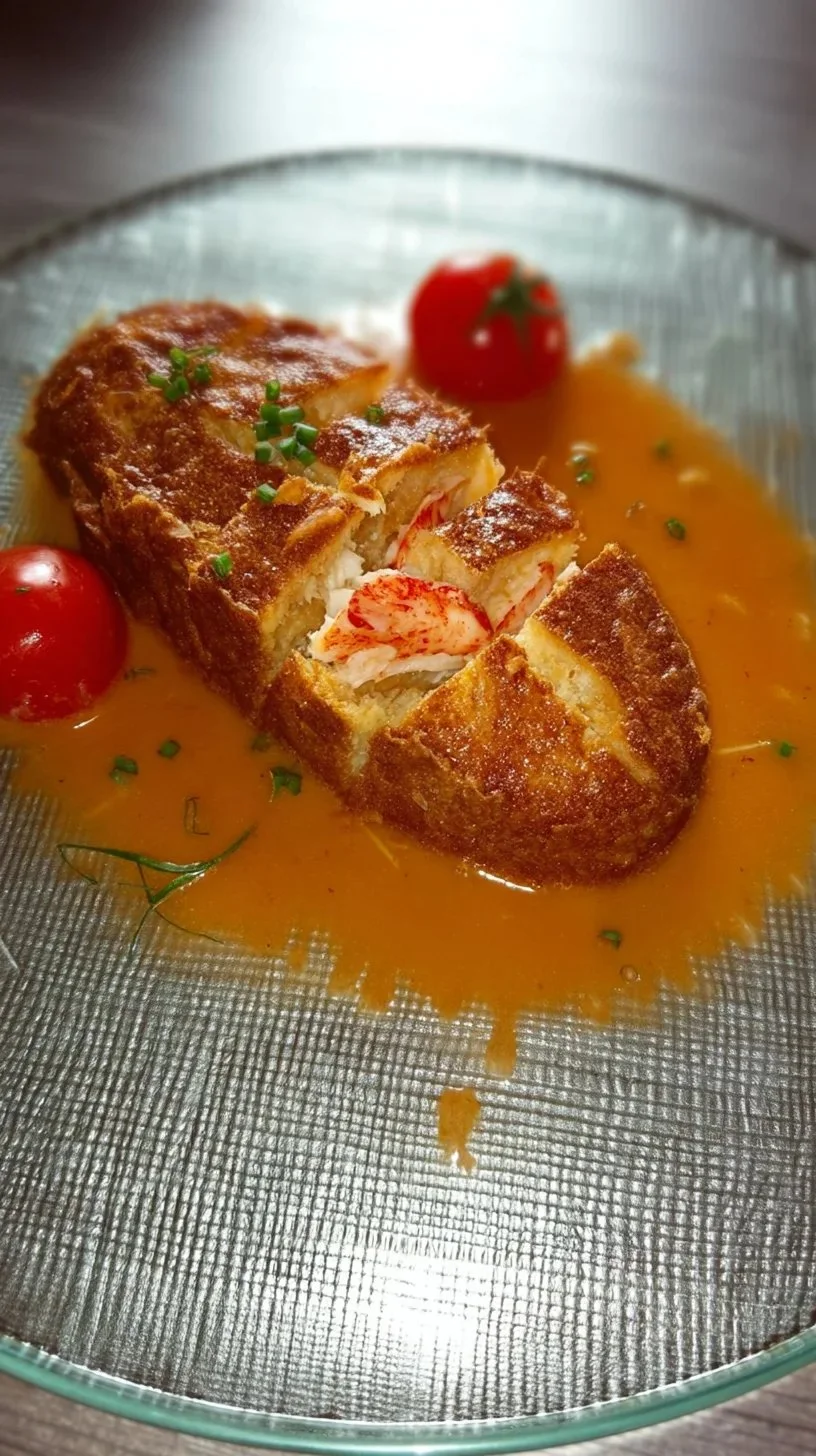 Pain de poisson au surimi décoré avec une bisque de homard