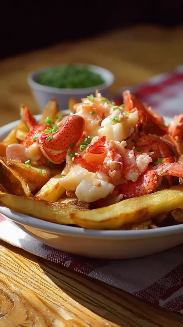 Poutine au homard avec frites dorées et sauce crémeuse