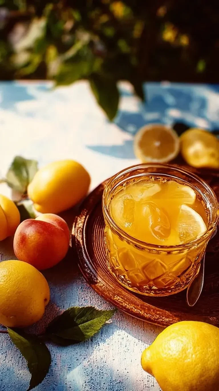 Recette de punch mirabelle servi dans un verre avec des fruits frais.