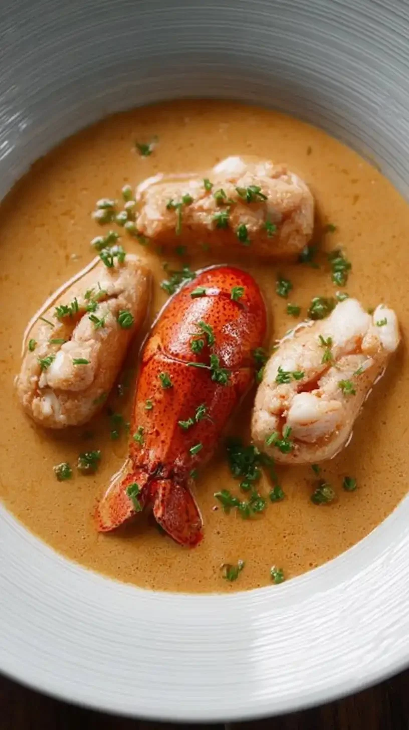 Quenelles à la bisque de homard, plat gastronomique savoureux et raffiné.