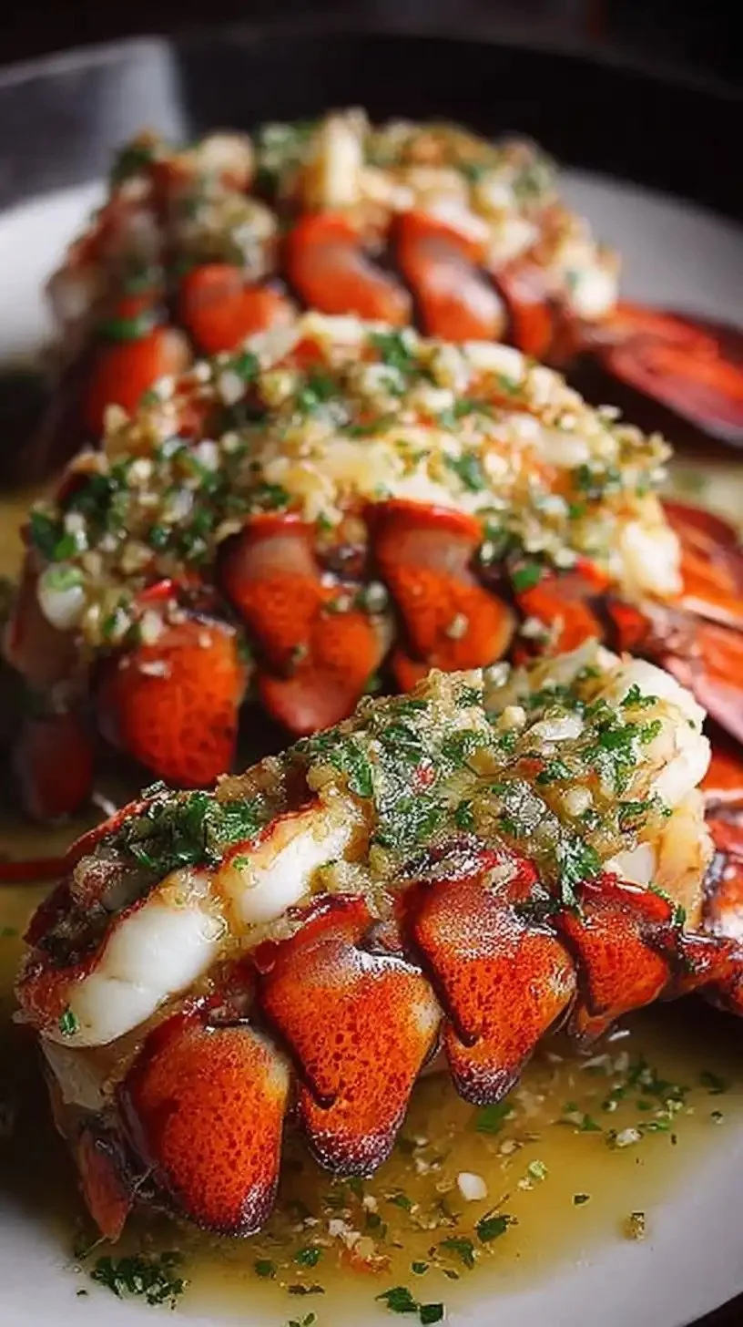 Queue de homard au beurre à l'ail servie dans une assiette élégante