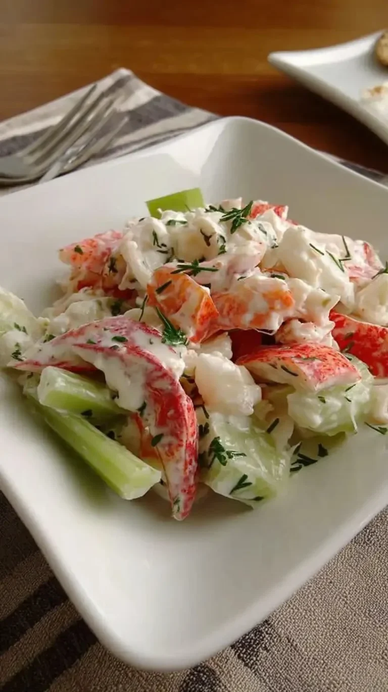 Salade de homard au céleri avec des légumes frais et des épices.