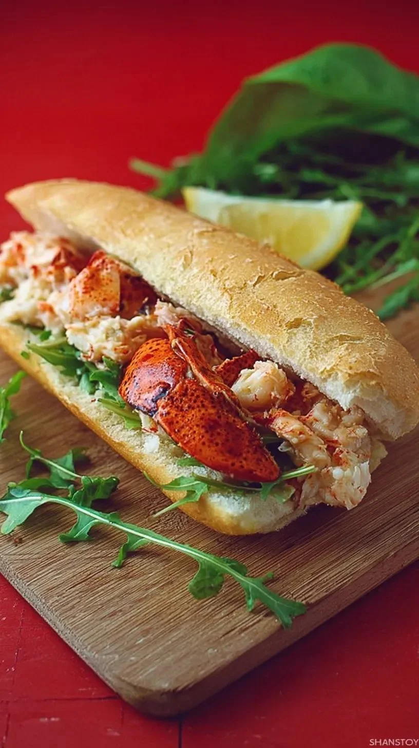 Sandwich guédille au homard garni et prêt à déguster