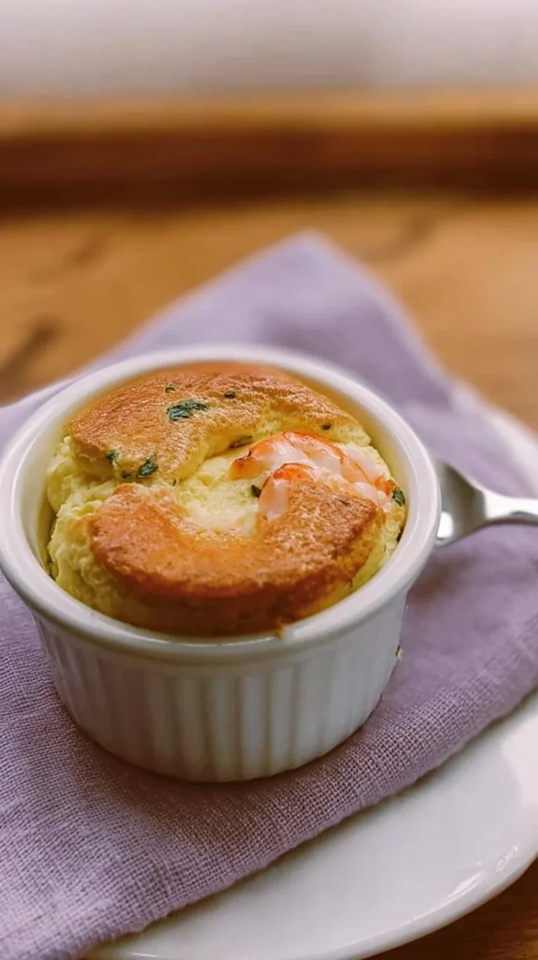 Soufflé de homard délicat servi dans un plat élégant.