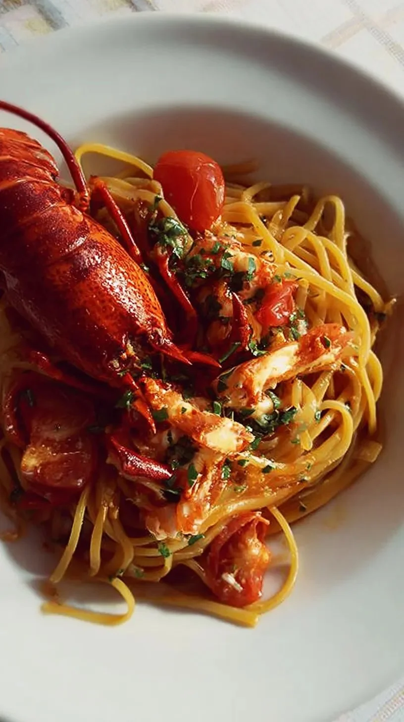 Spaghetti au homard et à la tomate, plat savoureux et raffiné