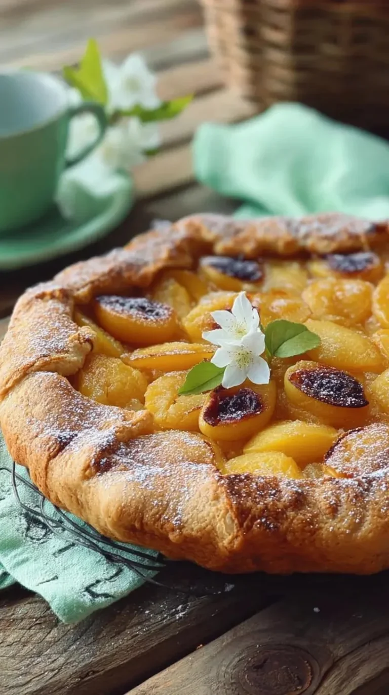 Tarte rustique aux mirabelles fraîchement cuite sur une table en bois