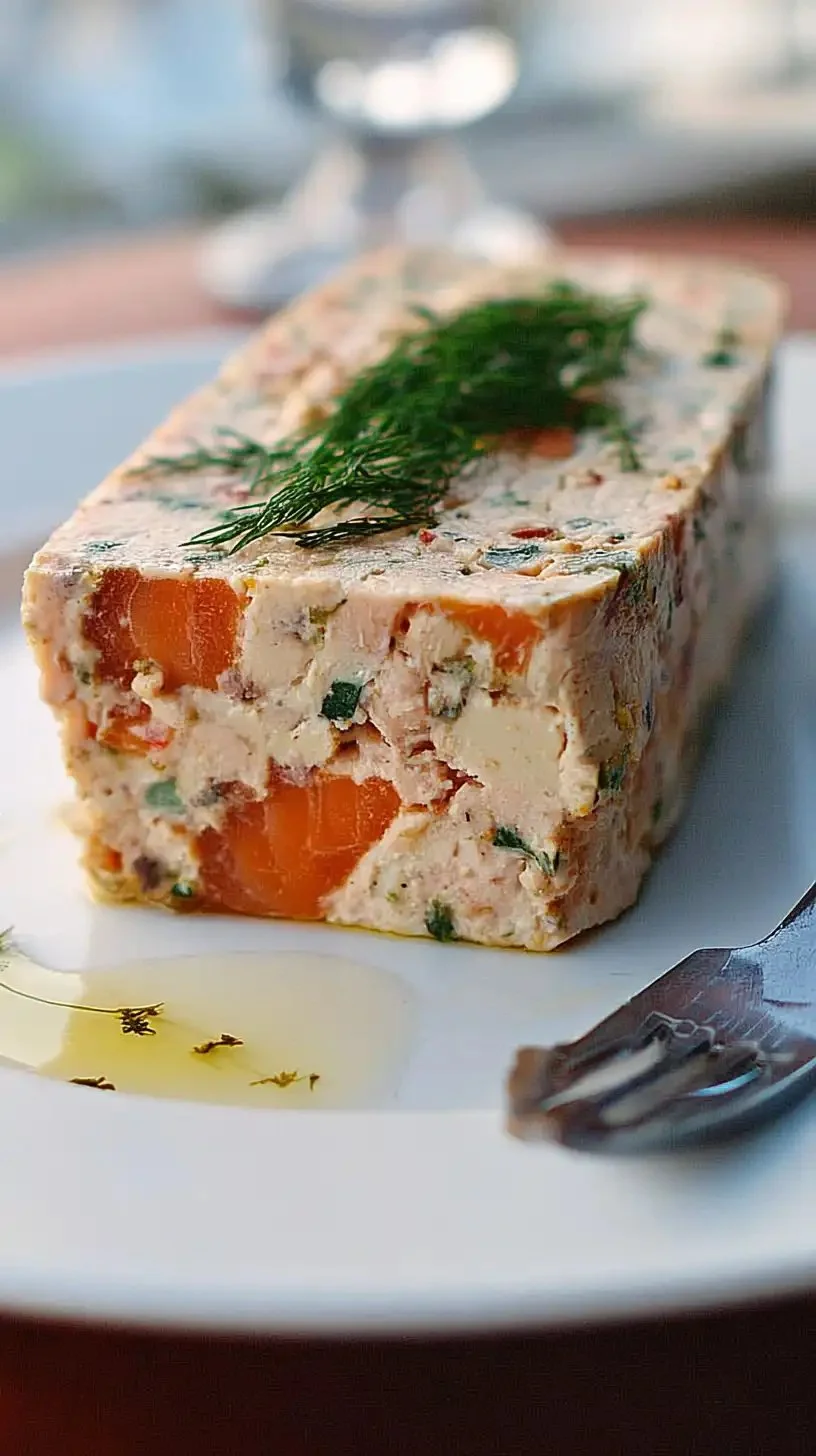 Terrine de homard au saumon présentée dans un plat élégant