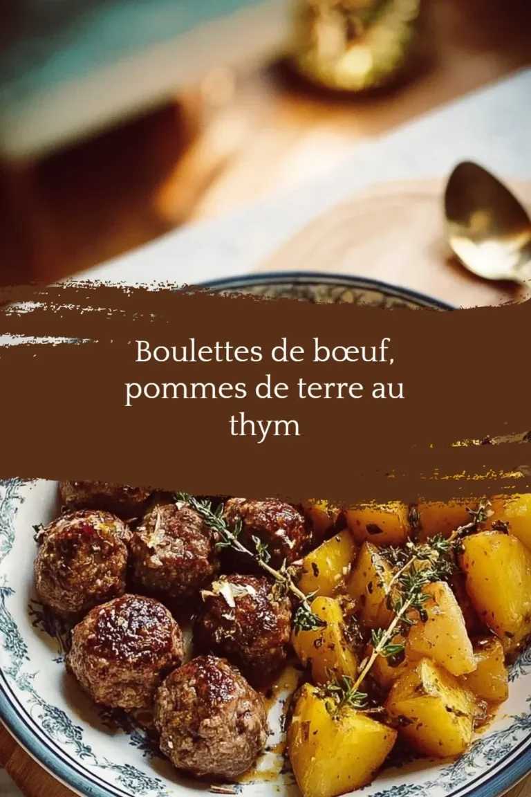 Boulettes de bœuf avec pommes de terre au thym, plat savoureux et réconfortant