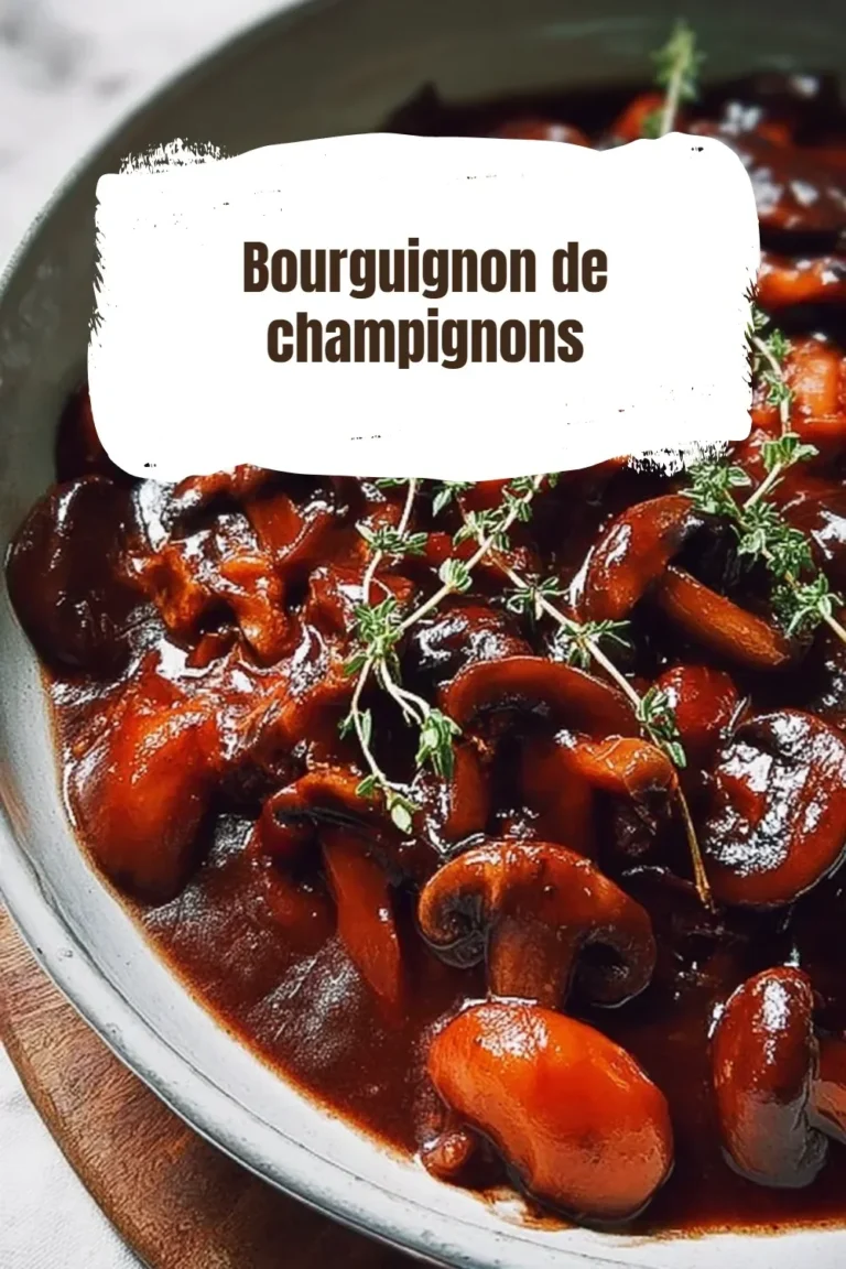 Plat savoureux de bourguignon de champignons servi avec des garnitures