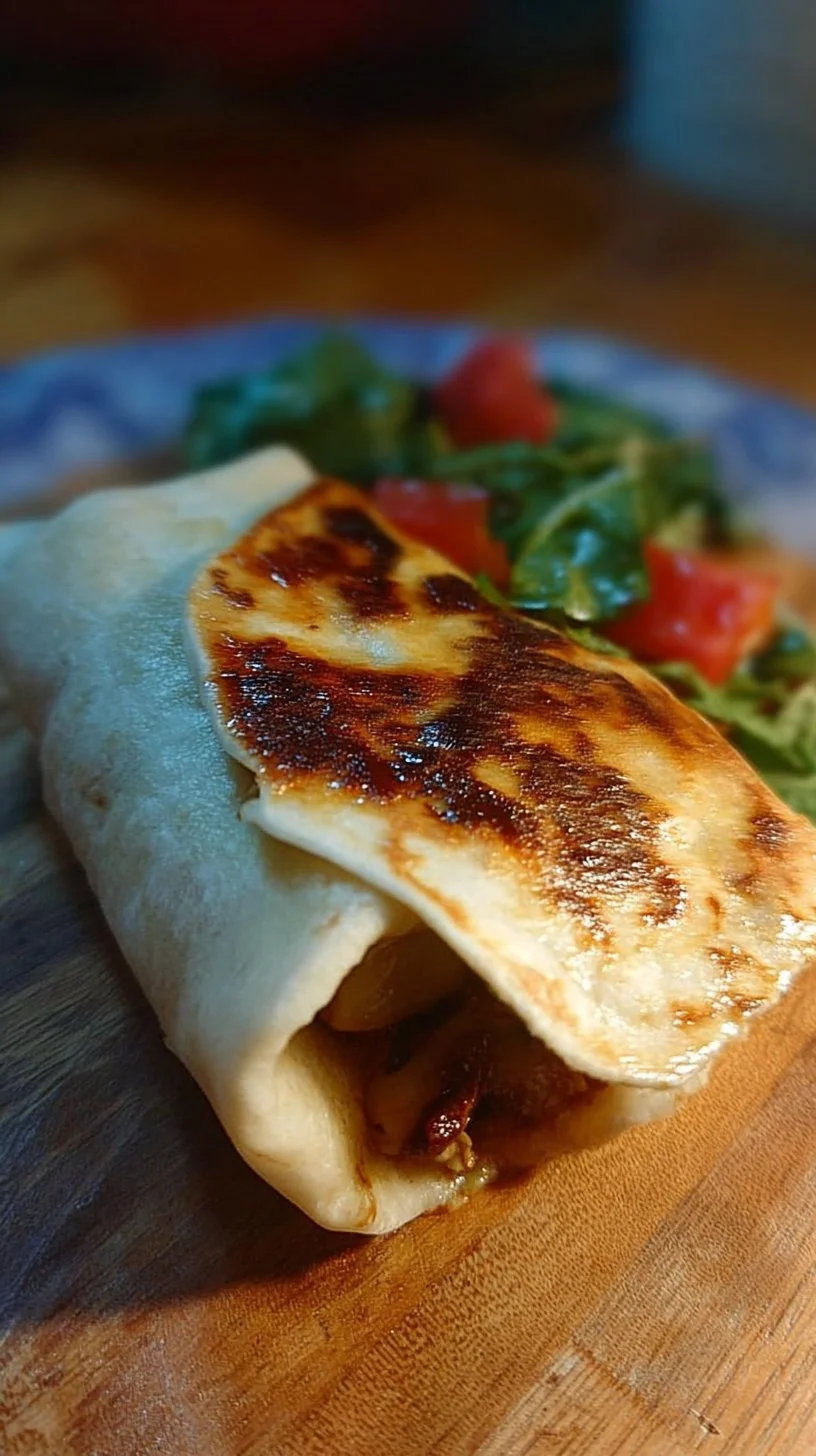 Burrito de paletilla de conejo deshuesada preparado con ingredientes frescos.