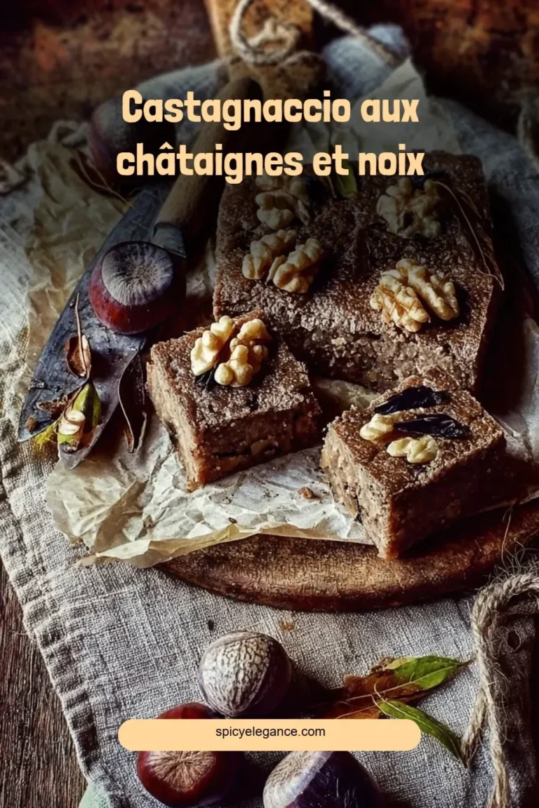 Castagnaccio aux châtaignes et noix, un dessert italien traditionnel.