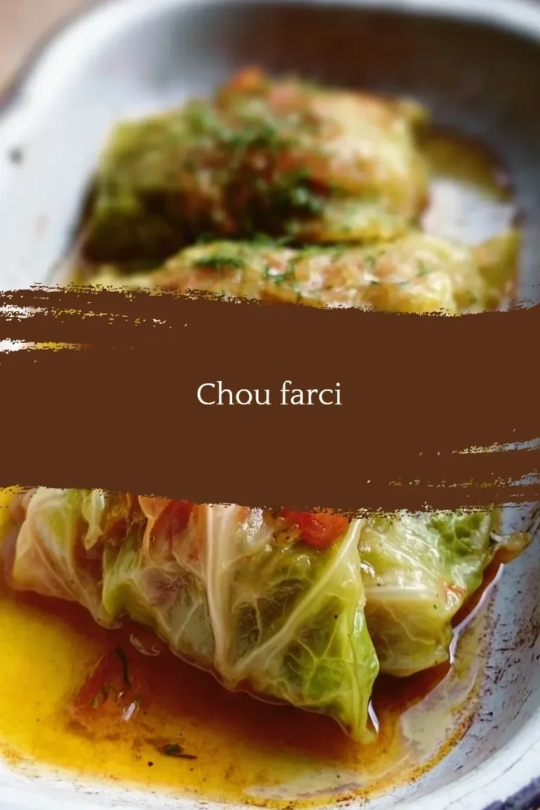 Chou farci garni de viande et légumes, plat traditionnel français.