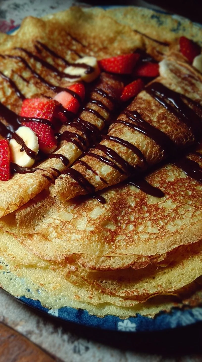 Crepes sin gluten recién hechas, listas para degustar