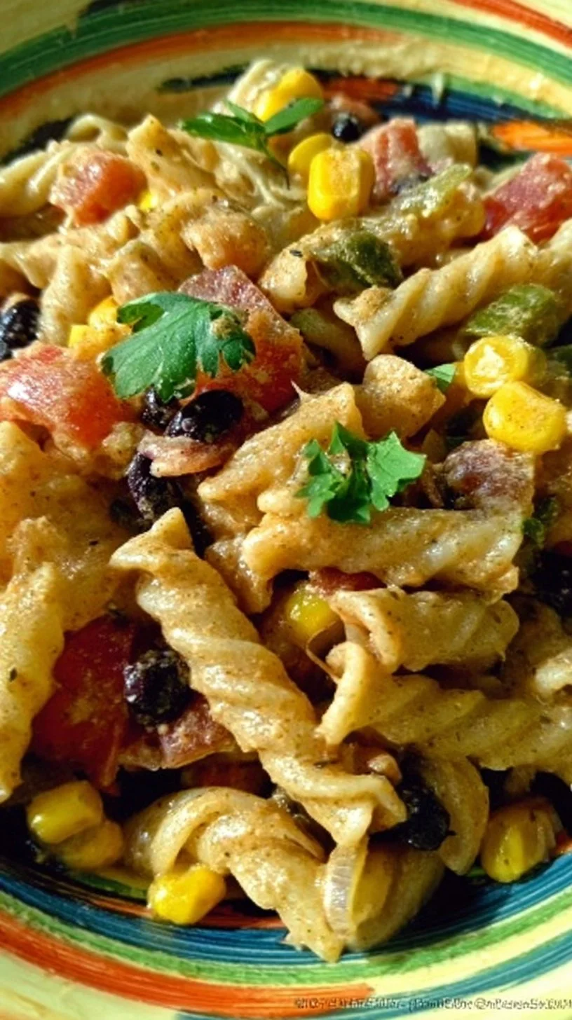 Ensalada mexicana de pasta con salsa Rancho Fiesta, colorida y sabrosa
