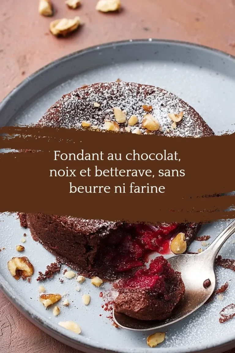 Fondant au chocolat moelleux avec noix et betterave, sans beurre ni farine