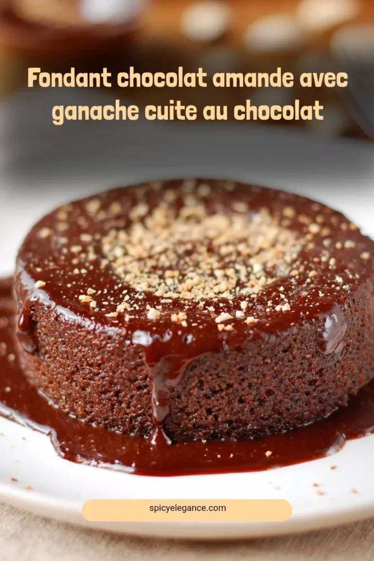 Decadent fondant chocolat amande with a rich chocolate ganache topping