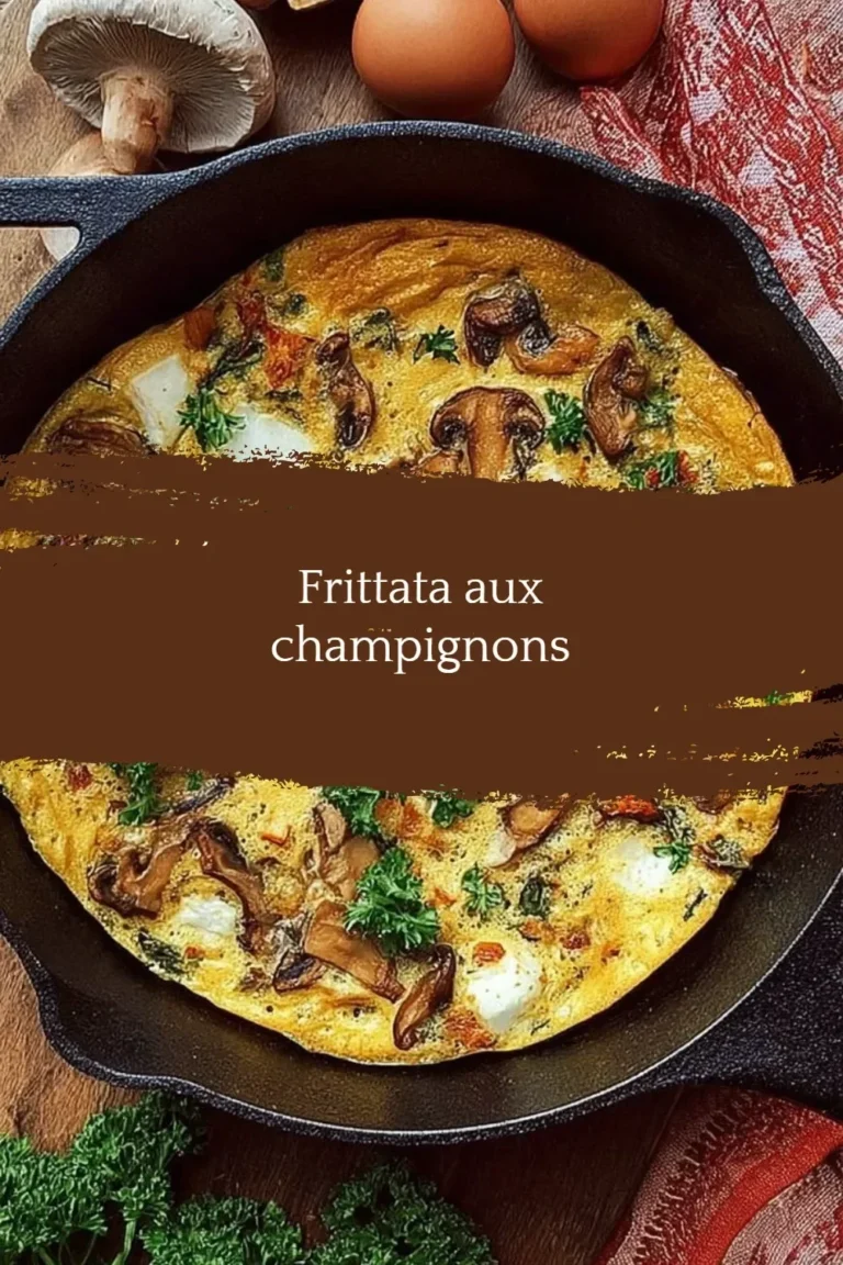 Frittata aux champignons délicieuse et colorée, servie dans une assiette