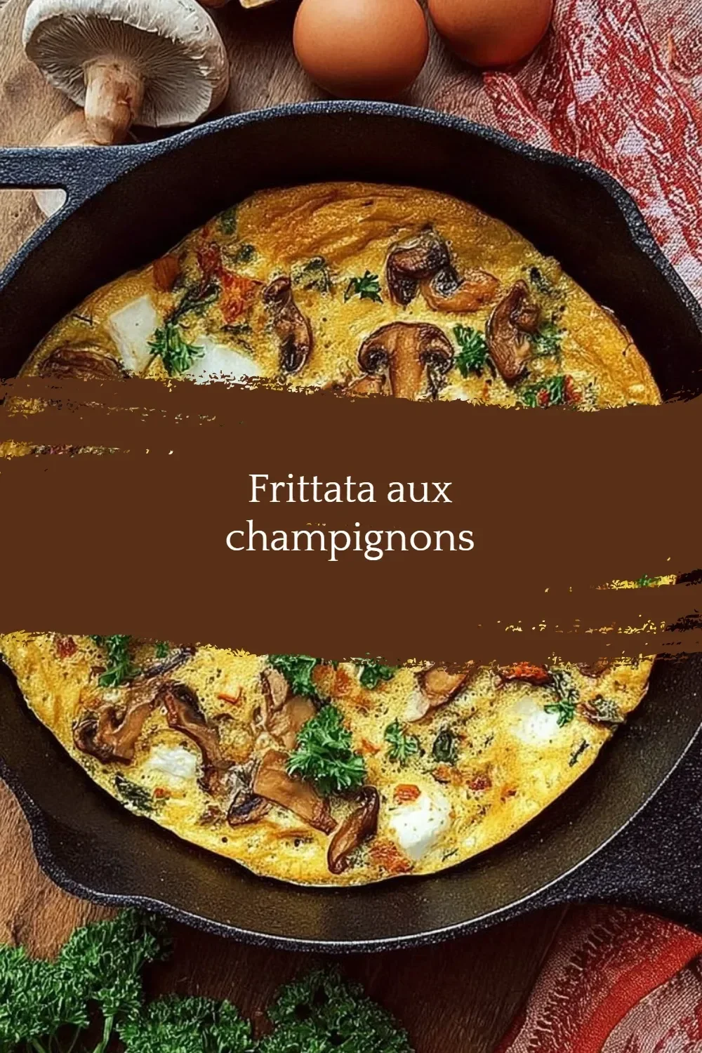 Frittata aux champignons délicieuse et colorée, servie dans une assiette