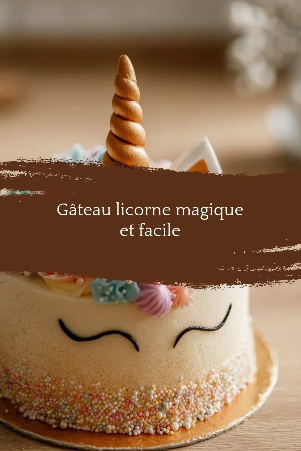 Easy and magical unicorn cake decorated with colorful icing and sprinkles