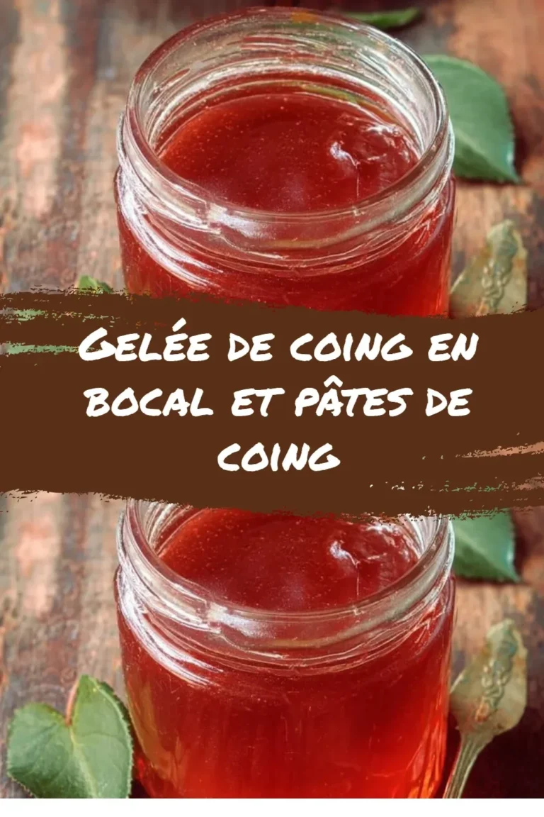 Bocal de gelée de coing et pâtes de coing maison sur une table en bois.