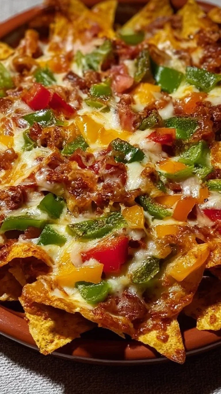 Nachos con carne y pimientos, una deliciosa opción para disfrutar.