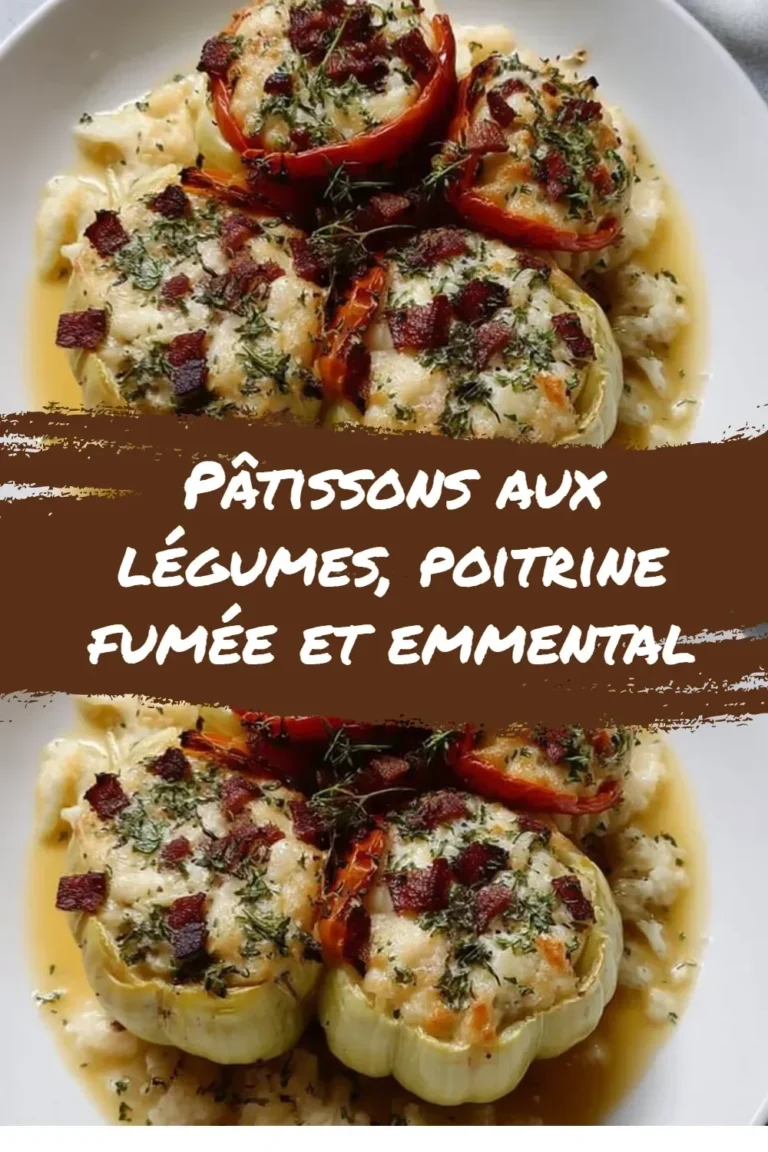 Pâtissons aux légumes, poitrine fumée et emmental, mets savoureux et coloré.