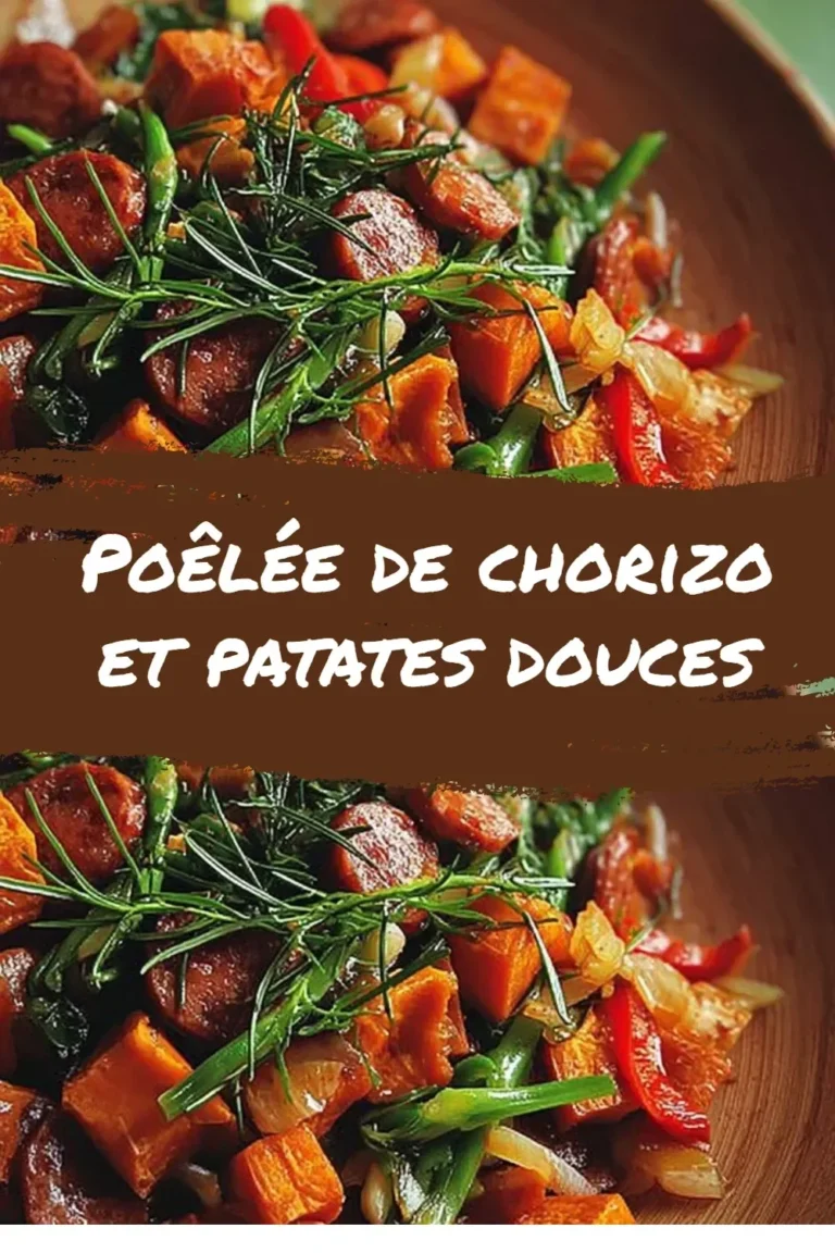 Poêlée de chorizo et patates douces servie dans une assiette colorée
