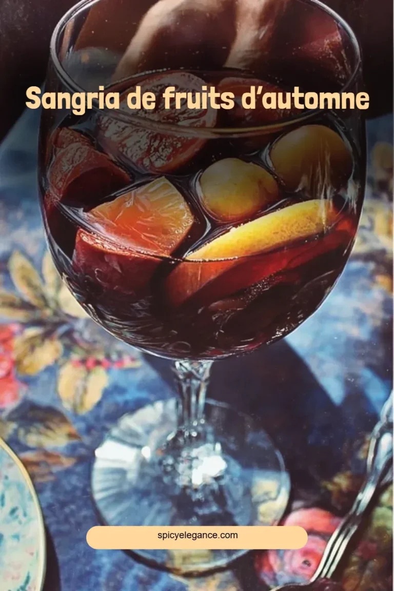 Recette de sangria de fruits d’automne avec des ingrédients colorés et savoureux.