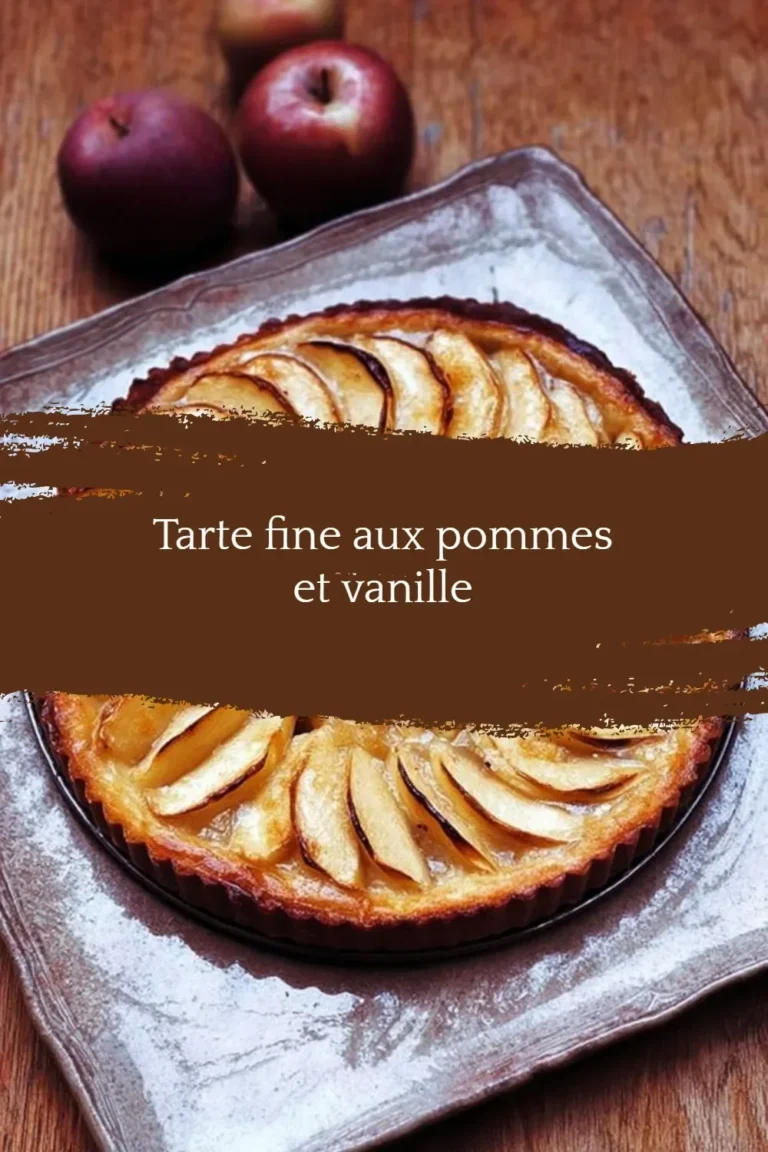 Tarte fine aux pommes et vanille, un dessert savoureux et élégant.