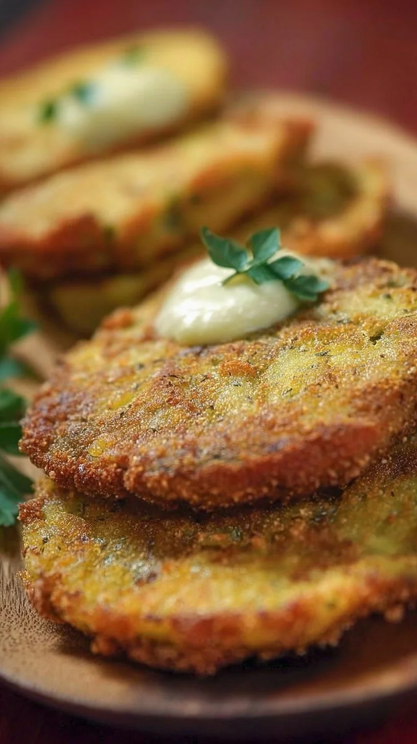 Plato de tomates verdes fritos crujientes y sabrosos