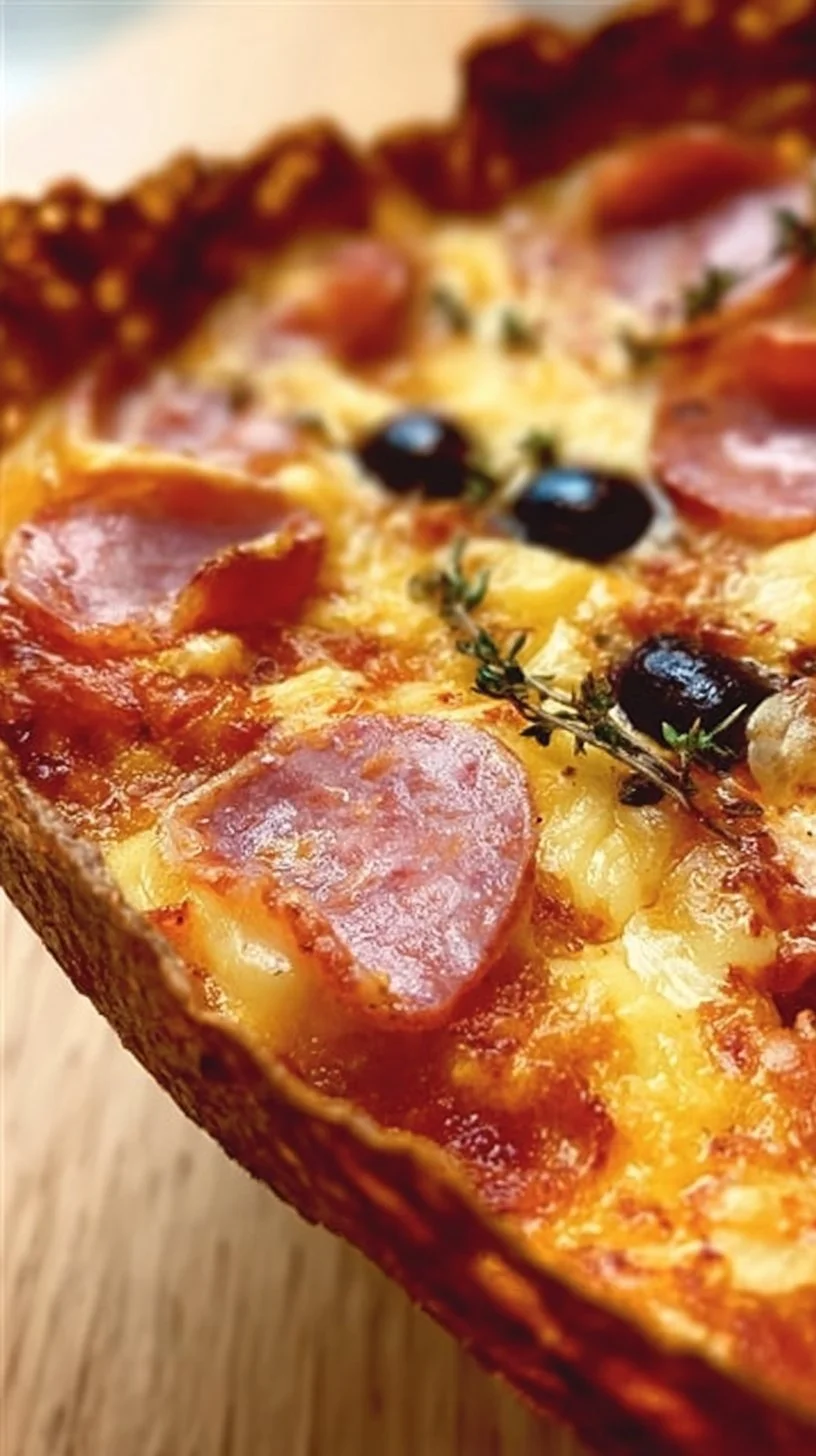 Torta pizza recién horneada con ingredientes frescos y sabrosos